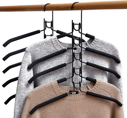 5 In 1 Hangers Space Saving, Heavy Duty Non-slip Hangers With Padded Foam, Closet Organizer Multipurpose Hanger Organizer