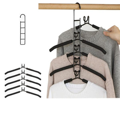 5 In 1 Hangers Space Saving, Heavy Duty Non-slip Hangers With Padded Foam, Closet Organizer Multipurpose Hanger Organizer