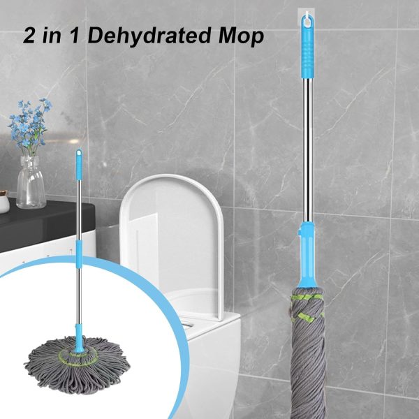 xtendable Twist Mop Fine Fiber Floor Mop – 2-in-1 Rotatable Adjustable Mop