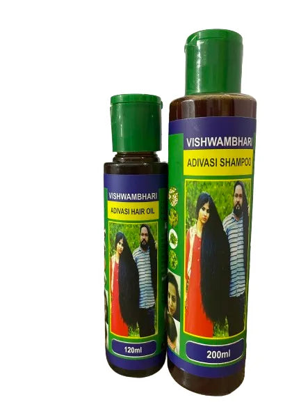 (pack Of 2) Adivasi Hair Oil 120 Ml + Adivasi Hair Shampoo 200ml (without Box) Original